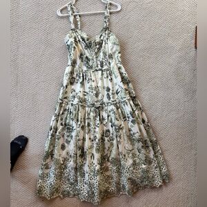 Anthropologie Green Floral Midi Dress